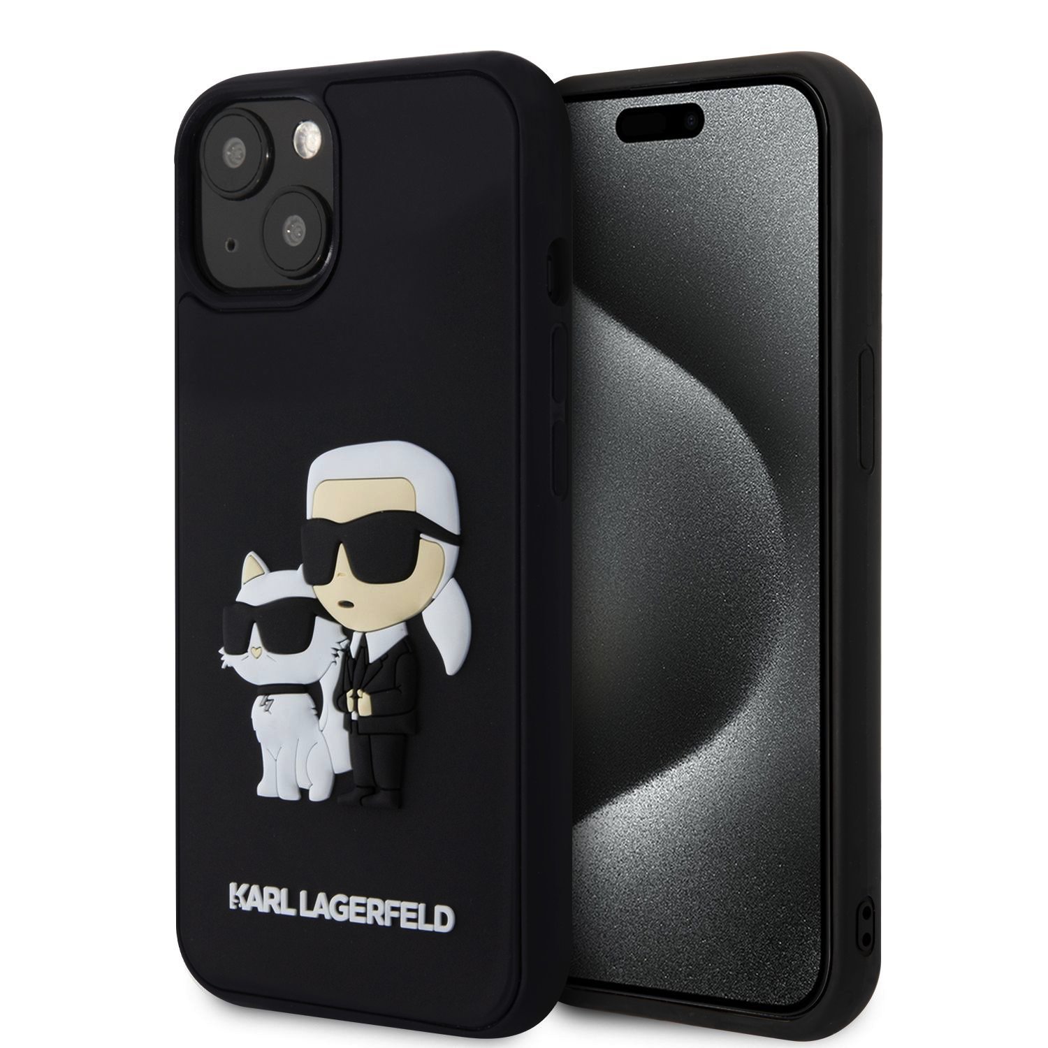 Karl Lagerfeld 3D Rubber Karl and Choupette Black iPhone 15 Plus Tok