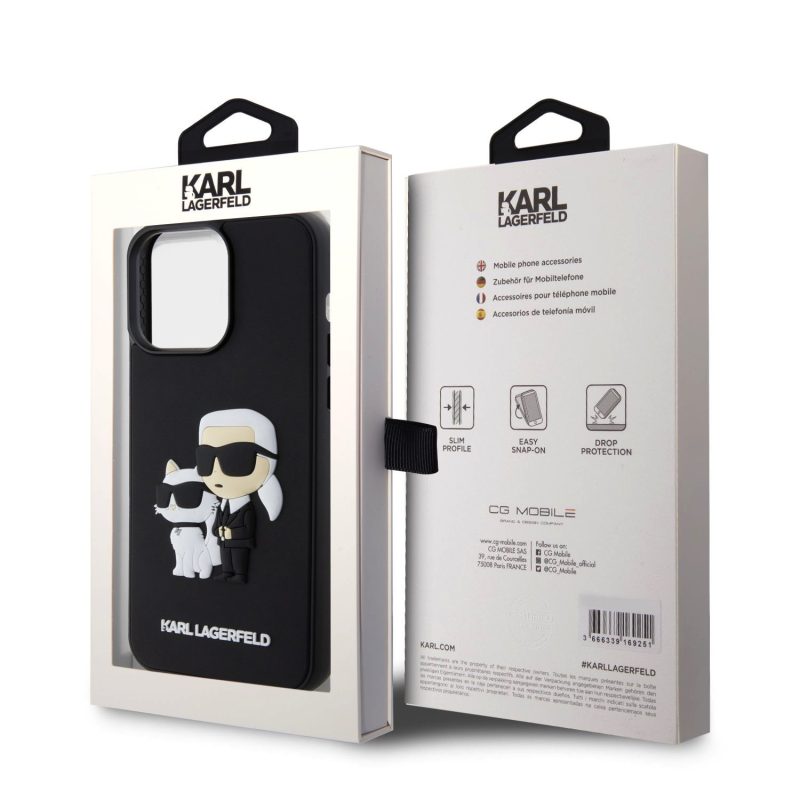 Karl Lagerfeld 3D Rubber Karl and Choupette Black iPhone 15 Pro Max Tok