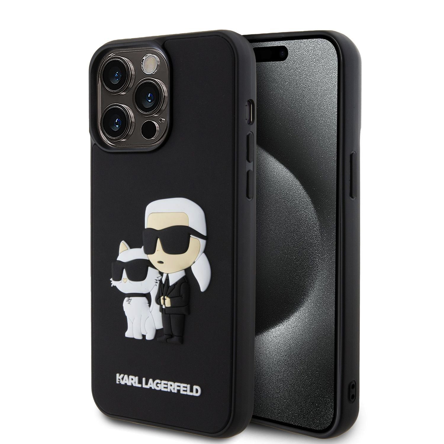 Karl Lagerfeld 3D Rubber Karl and Choupette Black iPhone 15 Pro Max Tok