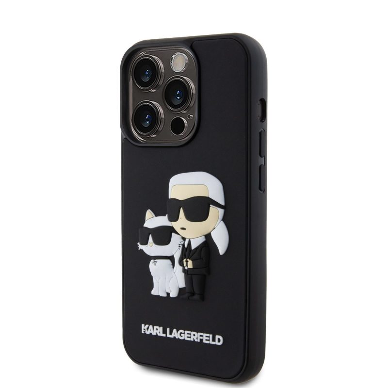 Karl Lagerfeld 3D Rubber Karl and Choupette Black iPhone 15 Pro Tok
