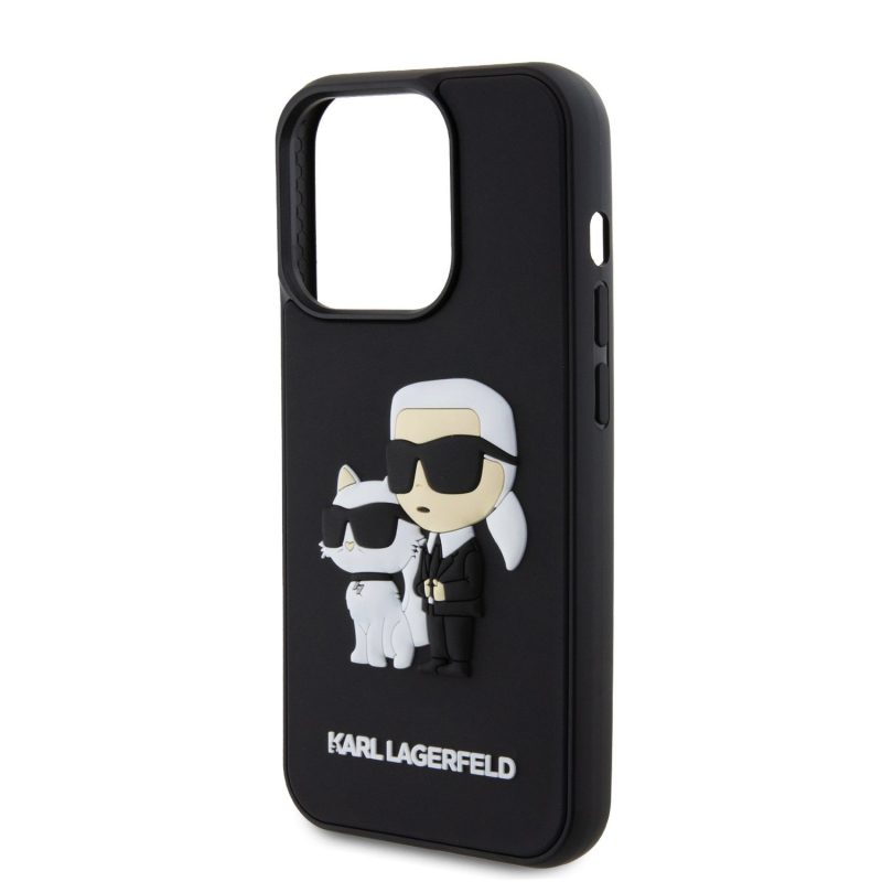 Karl Lagerfeld 3D Rubber Karl and Choupette Black iPhone 15 Pro Tok