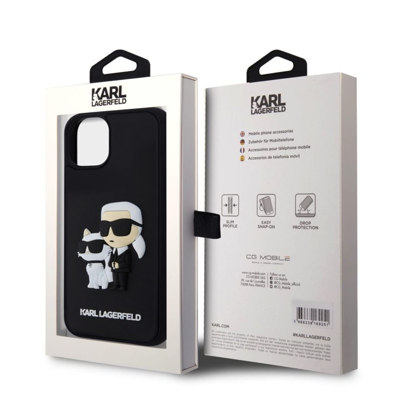 Karl Lagerfeld 3D Rubber Karl and Choupette Black iPhone 15 Tok