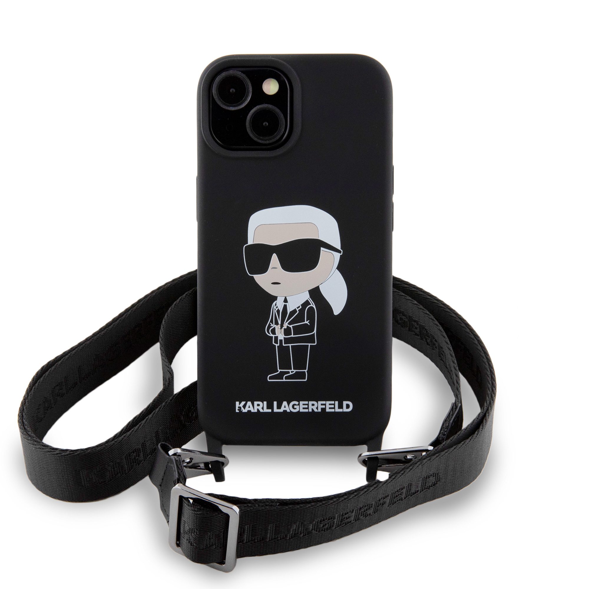 Karl Lagerfeld Liquid Silicone Crossbody Ikonik Black iPhone 15 Tok
