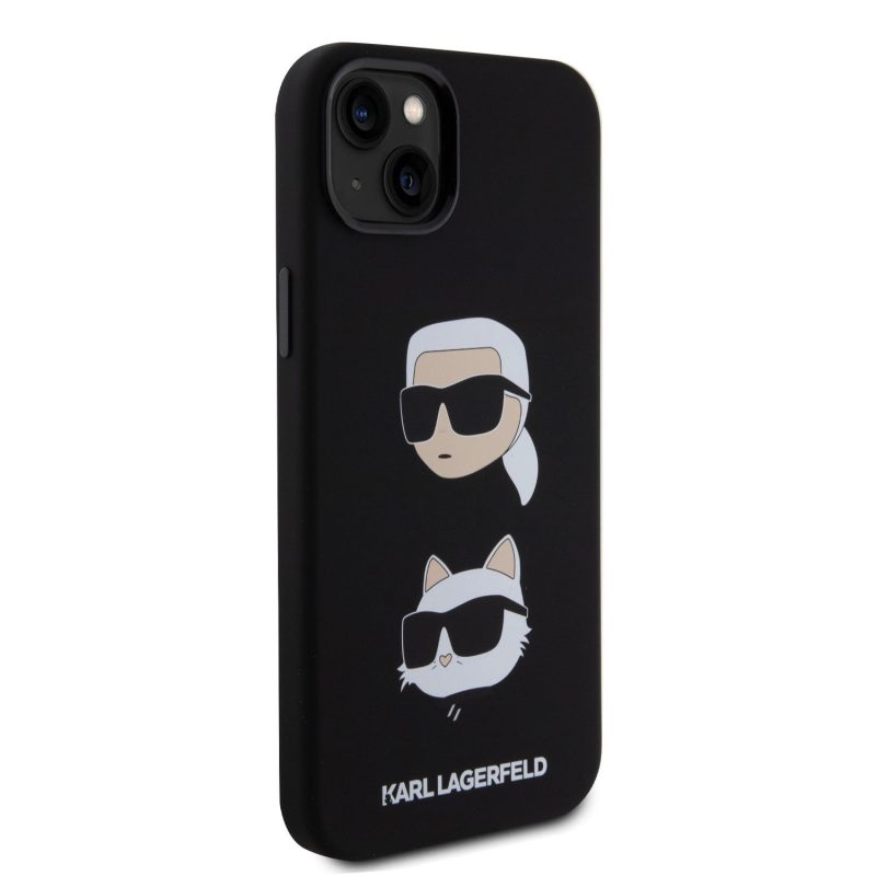 Karl Lagerfeld Liquid Silicone Karl and Choupette Heads Black iPhone 15 Plus Tok