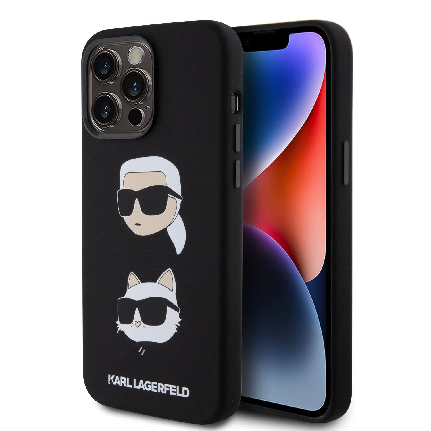 Karl Lagerfeld Liquid Silicone Karl and Choupette Heads Black iPhone 15 Pro Max Tok