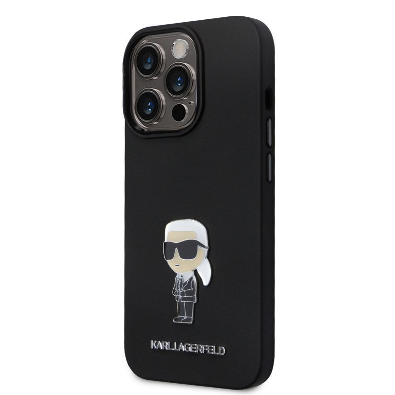 Karl Lagerfeld Liquid Silicone Metal Ikonik Black iPhone 15 Pro Tok