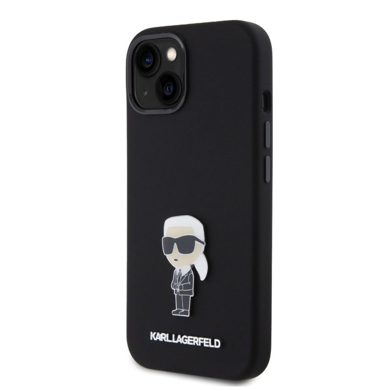 Karl Lagerfeld Liquid Silicone Metal Ikonik Black iPhone 15 Tok