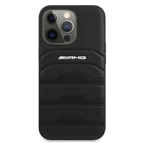 AMG AMHCP13LGSEBK Black Hardcase Leather Debossed Lines iPhone 13 Pro Tok