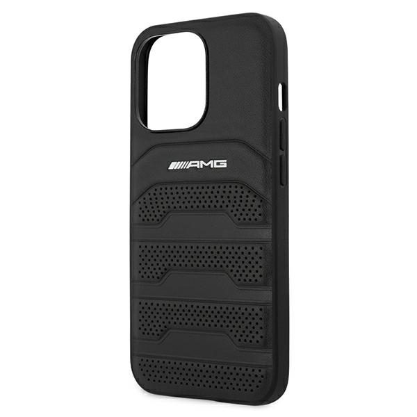 AMG AMHCP13LGSEBK Black Hardcase Leather Debossed Lines iPhone 13 Pro Tok