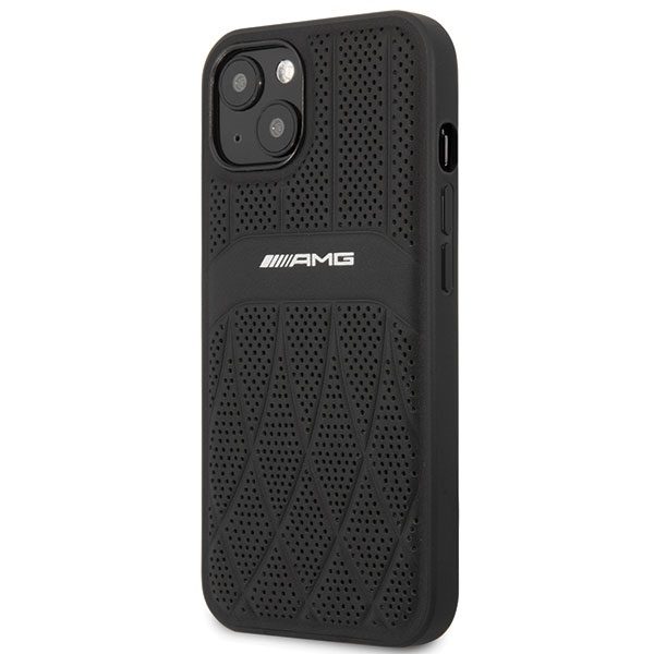 AMG AMHCP13MOSDBK Black Hardcase Leather Curved Lines iPhone 13 Tok