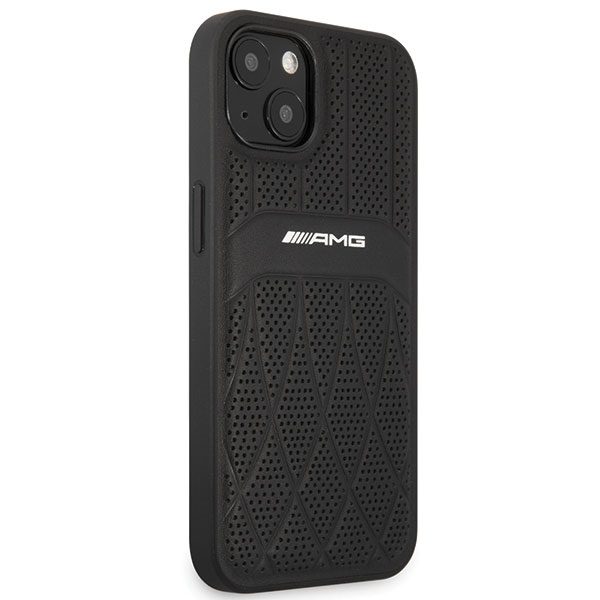 AMG AMHCP13MOSDBK Black Hardcase Leather Curved Lines iPhone 13 Tok