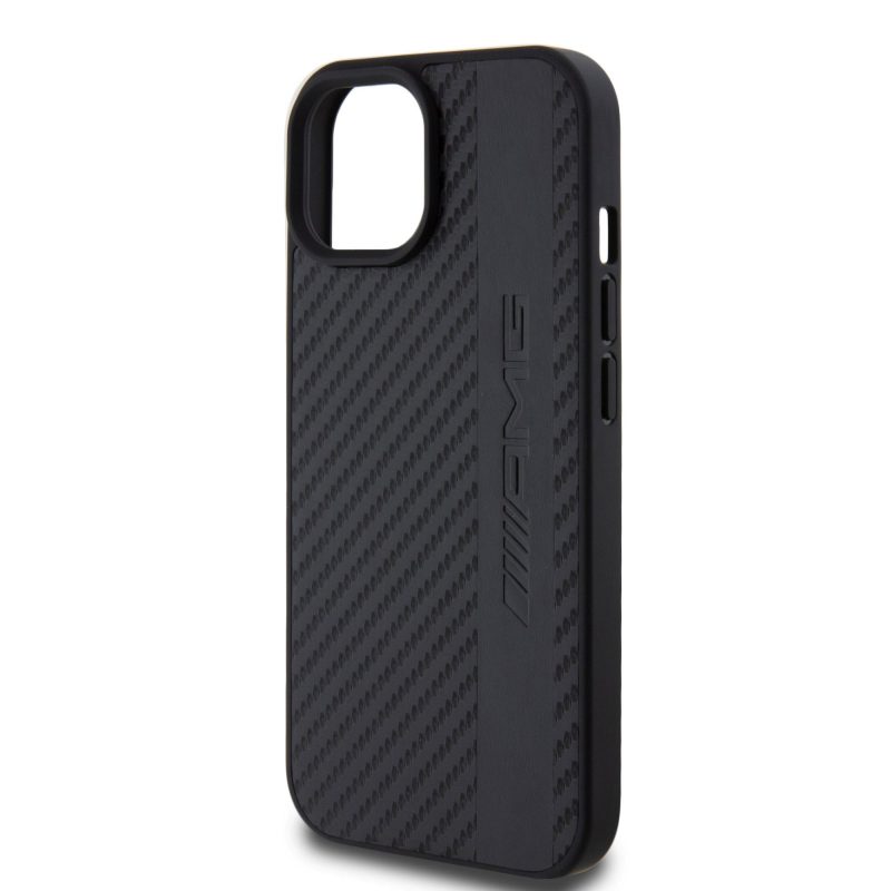 AMG PC/TPU Carbon Effect and Leather Stripe Magsafe Black iPhone 15 Tok
