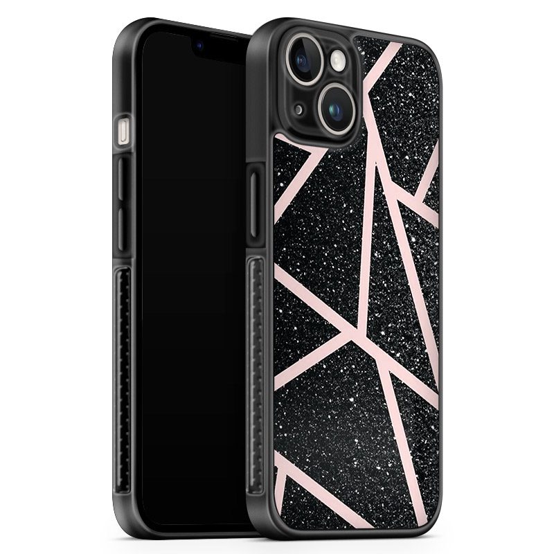 Fekete Glitter Rózsaszín iPhone 13 Tok