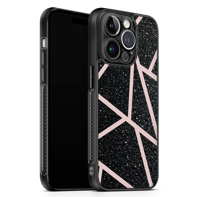 Fekete Glitter Rózsaszín iPhone 13 Pro Max Tok