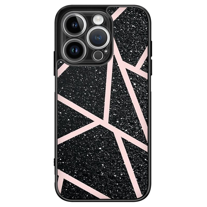Fekete Glitter Rózsaszín iPhone 13 Pro Max Tok