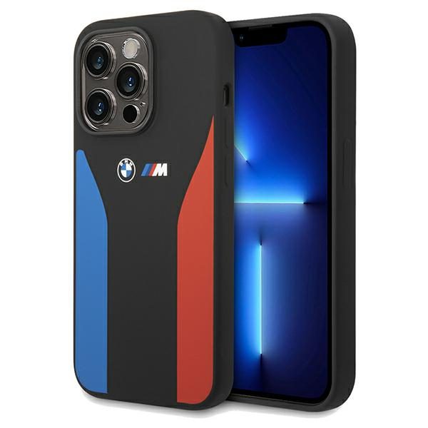 BMW BMHCP15X22SCSK Black Silicone Blue&Red Stripes M Collection iPhone 15 Pro Max Tok