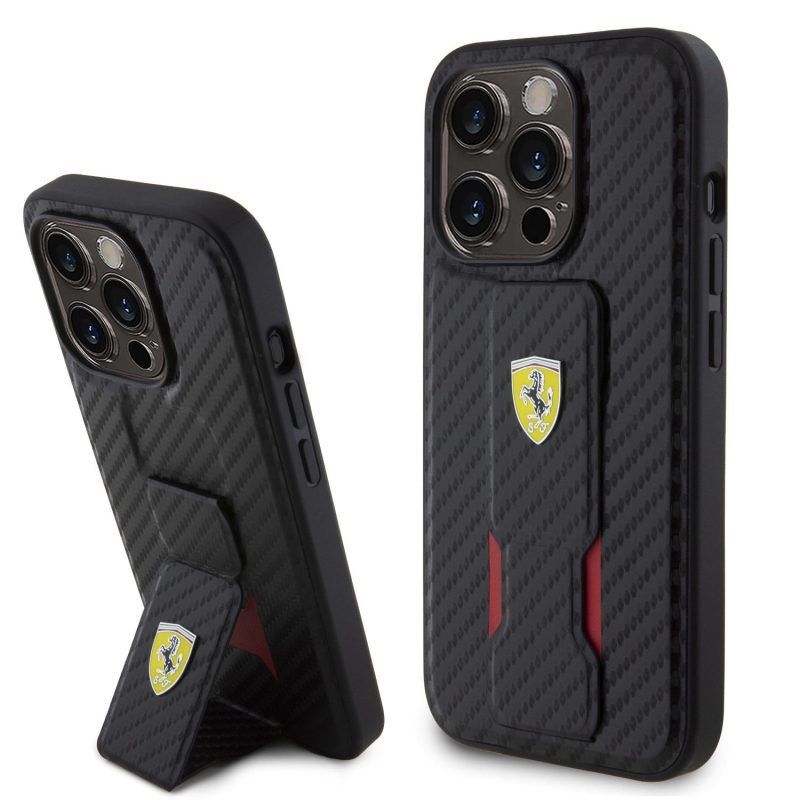 Ferrari Carbon Grip Stand Black iPhone 15 Pro Tok