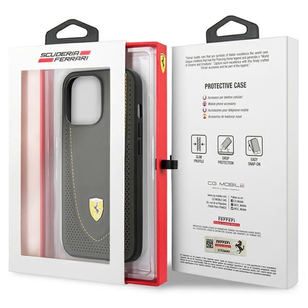 Ferrari FEHCP13LRGOG Black Hardcase Leather Curved Line iPhone 13 Pro Tok