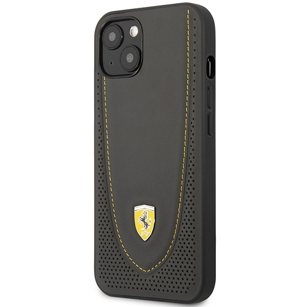 Ferrari FEHCP13MRGOG Black Hardcase Leather Curved Line iPhone 13 Tok