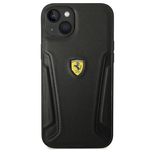 Ferrari FEHCP14MRBUK Black Hardcase Leather Stamp Sides iPhone 15 Plus/14 Plus Tok