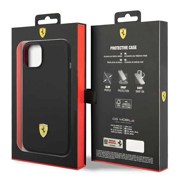 Ferrari FEHCP14MSIBBK Black Hardcase Silicone Metal Logo iPhone 15 Plus/14 Plus Tok