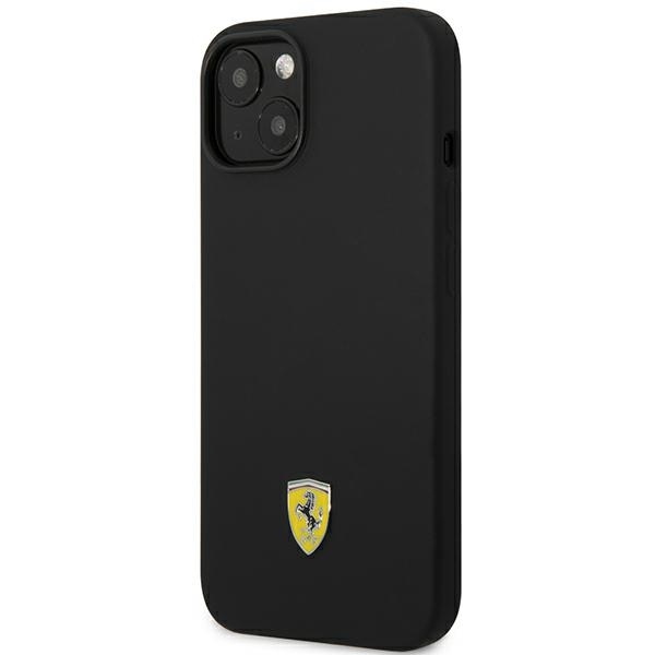 Ferrari FEHCP14SSIBBK Black Hardcase Silicone Metal Logo iPhone 14 Tok
