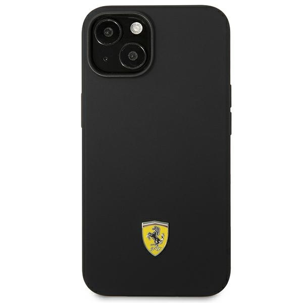 Ferrari FEHCP14SSIBBK Black Hardcase Silicone Metal Logo iPhone 14 Tok