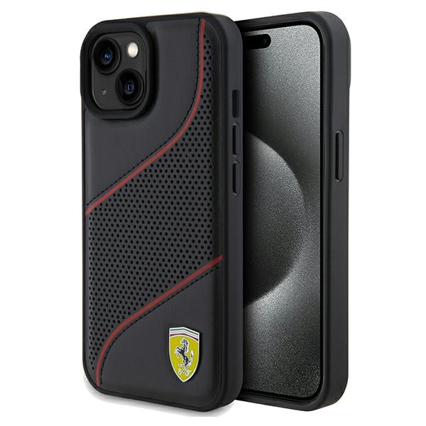 Ferrari FEHCP15SPWAK Black Hardcase Perforated Waves Metal Logo iPhone 15 Tok