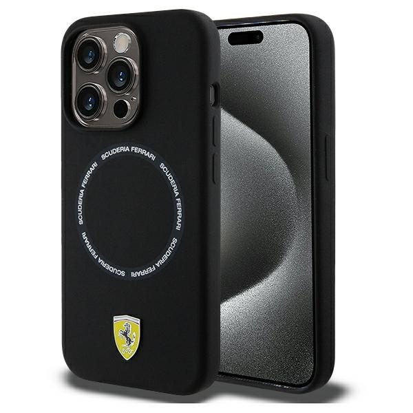 Ferrari FEHMP15XSBAK Black Hardcase Printed Ring Magsafe iPhone 15 Pro Max Tok