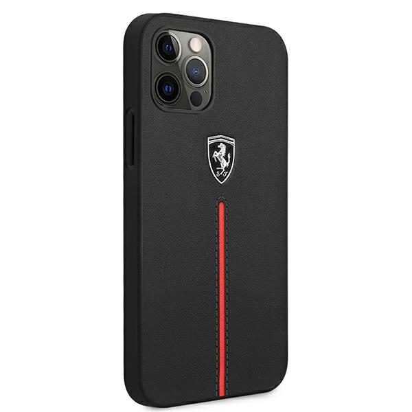 Ferrari FEOMSHCP12LBK Black Hardcase Off Track Leather Nylon Stripe iPhone 12 Pro Max Tok