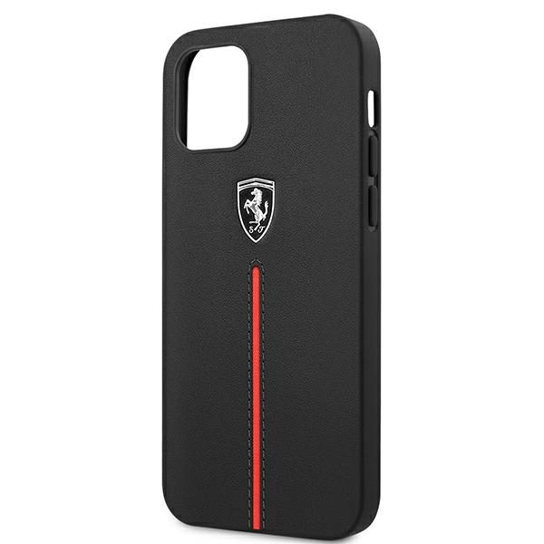 Ferrari FEOMSHCP12LBK Black Hardcase Off Track Leather Nylon Stripe iPhone 12 Pro Max Tok