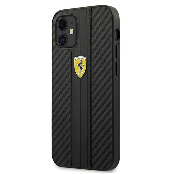 Ferrari FESNECHCP12SBK Black Hardcase On Track PU Carbon iPhone 12 Mini Tok