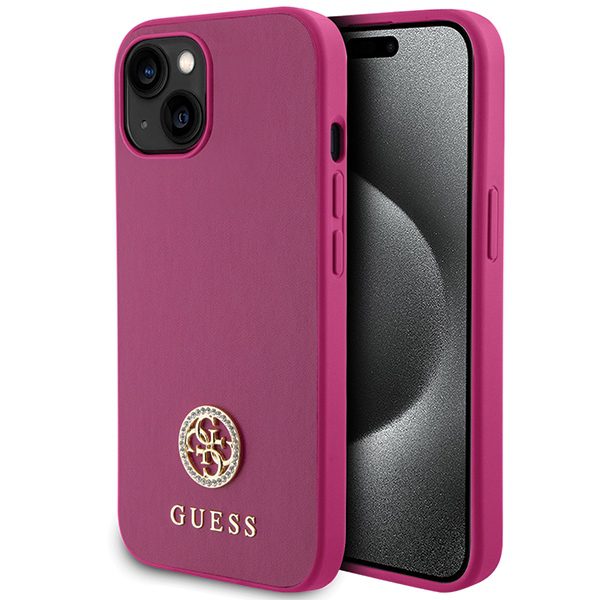 Guess GUHCP15SPS4DGPP Pink Hardcase Strass Metal Logo iPhone 15 Tok