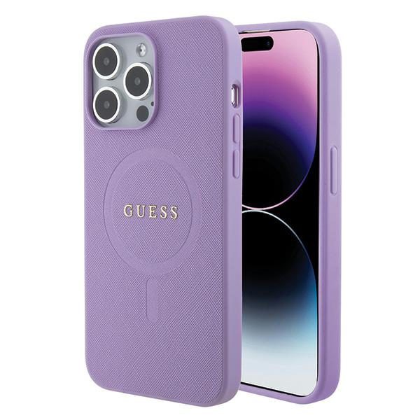 Guess GUHMP15LPSAHMCU Purple Hardcase Saffiano MagSafe iPhone 15 Pro Tok