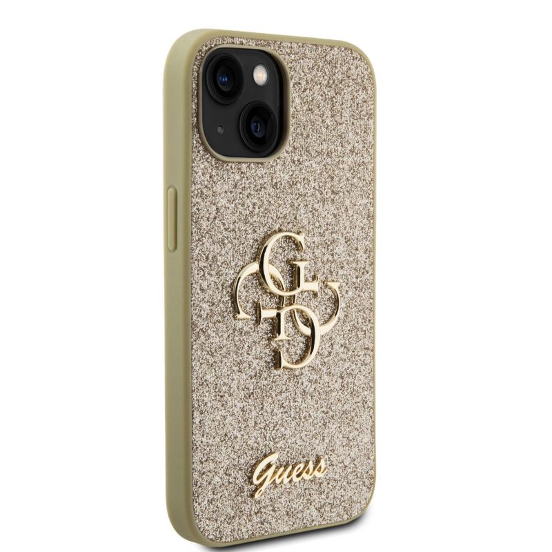 Guess PU Fixed Glitter 4G Metal Logo Gold iPhone 13 Tok