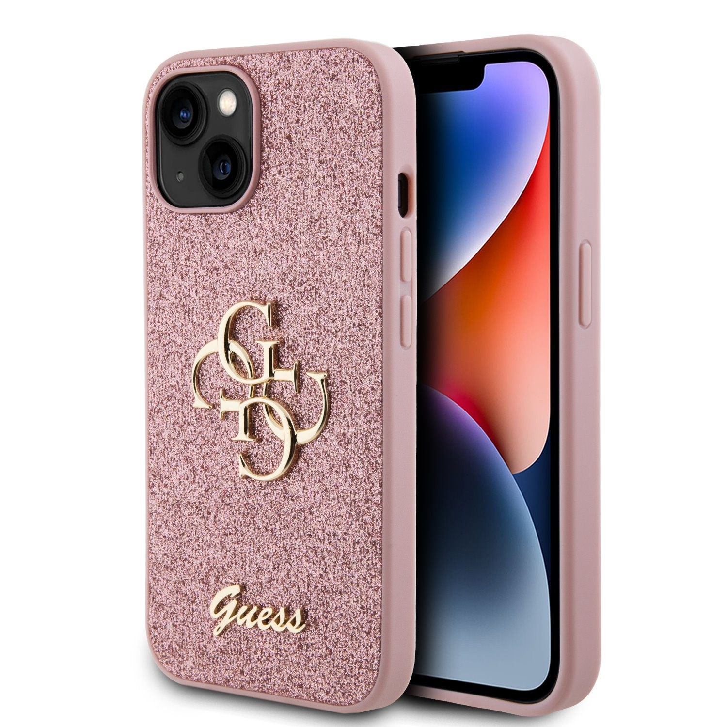 Guess PU Fixed Glitter 4G Metal Logo Pink iPhone 13 Tok