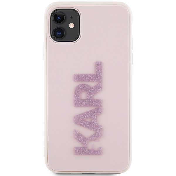 Karl Lagerfeld KLHCN613DMBKCP Pink Hardcase 3D Rubber Glitter Logo iPhone 11 Tok