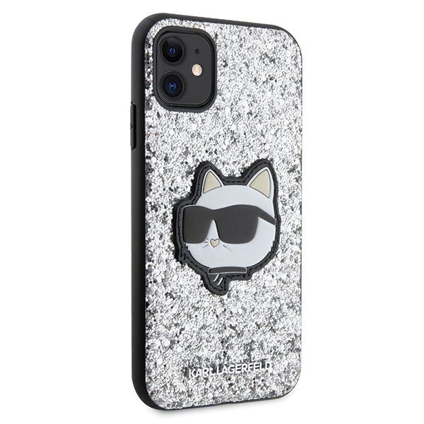 Karl Lagerfeld KLHCN61G2CPS Silver Hardcase Glitter Choupette Patch iPhone 11 Tok
