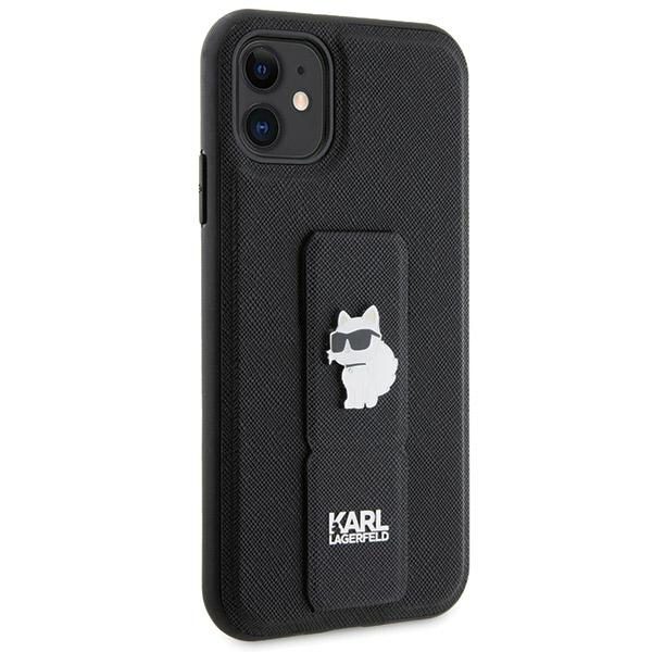 Karl Lagerfeld KLHCN61GSACHPK Black Hardcase Gripstand Saffiano Choupette Pins iPhone 11 Tok