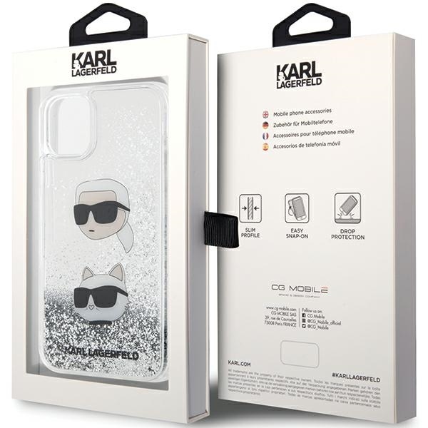 Karl Lagerfeld KLHCN61LDHKCNS Silver Hardcase Liquid Glitter Karl & Choupette Heads iPhone 11 Tok