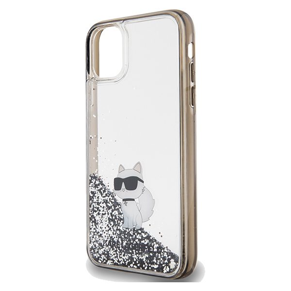 Karl Lagerfeld KLHCN61LKCNSK Transparent Hardcase Liquid Glitter Choupette iPhone 11 Tok