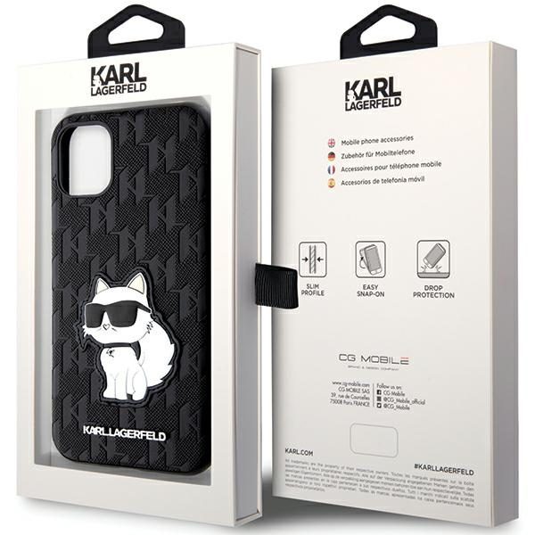 Karl Lagerfeld KLHCN61SAKHPCK Black Saffiano Monogram Choupette iPhone 11 Tok