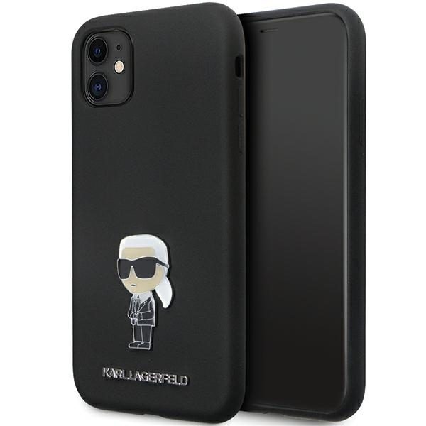 Karl Lagerfeld KLHCN61SMHKNPK Black Silicone Ikonik Metal Pin iPhone 11 Tok