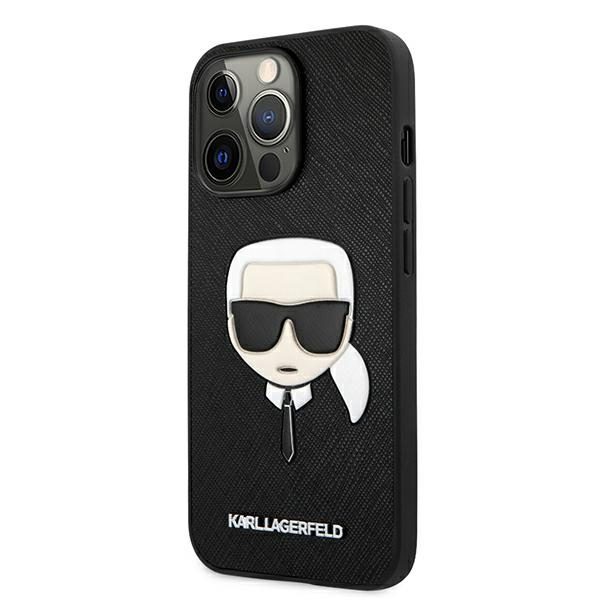Karl Lagerfeld KLHCP13LSAKHBK Black Hardcase Saffiano Ikonik Karl`s Head iPhone 13 Pro Tok