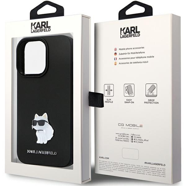Karl Lagerfeld KLHCP13LSMHCNPK Black Hardcase Silicone C Metal Pin iPhone 13 Pro Tok