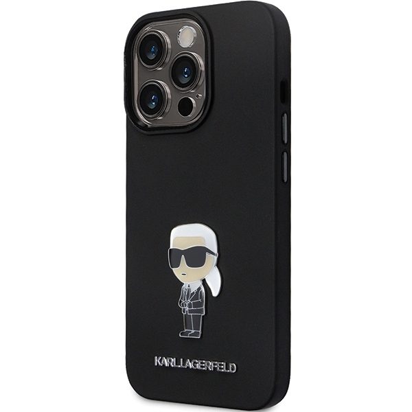 Karl Lagerfeld KLHCP13LSMHKNPK Black Silicone Ikonik Metal Pin iPhone 13 Pro Tok