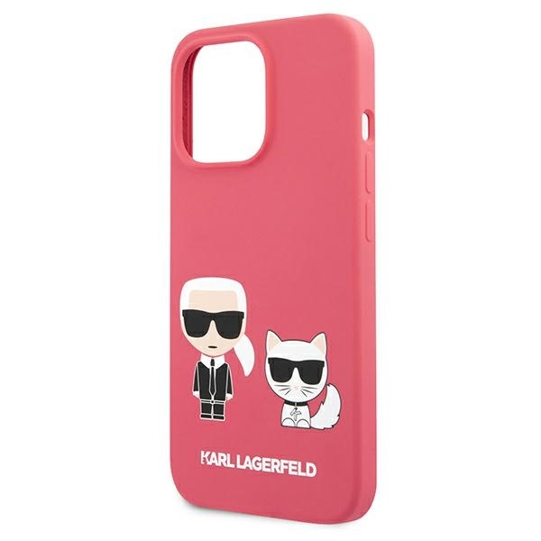 Karl Lagerfeld KLHCP13LSSKCP Hardcase Pink Silicone Karl & Choupette iPhone 13 Pro Tok