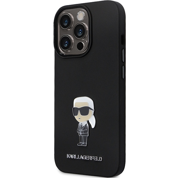 Karl Lagerfeld KLHCP13XSMHKNPK Black Silicone Ikonik Metal Pin iPhone 13 Pro Max Tok