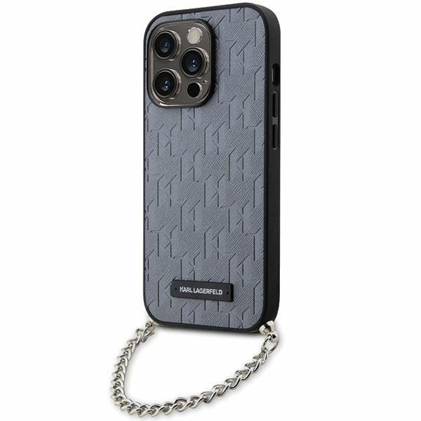 Karl Lagerfeld KLHCP14LSACKLHPG Silver Hardcase Saffiano Monogram Chain iPhone 14 Pro Tok