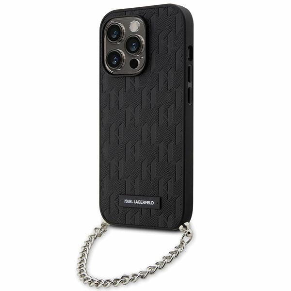 Karl Lagerfeld KLHCP14LSACKLHPK Black Hardcase Saffiano Monogram Chain iPhone 14 Pro Tok